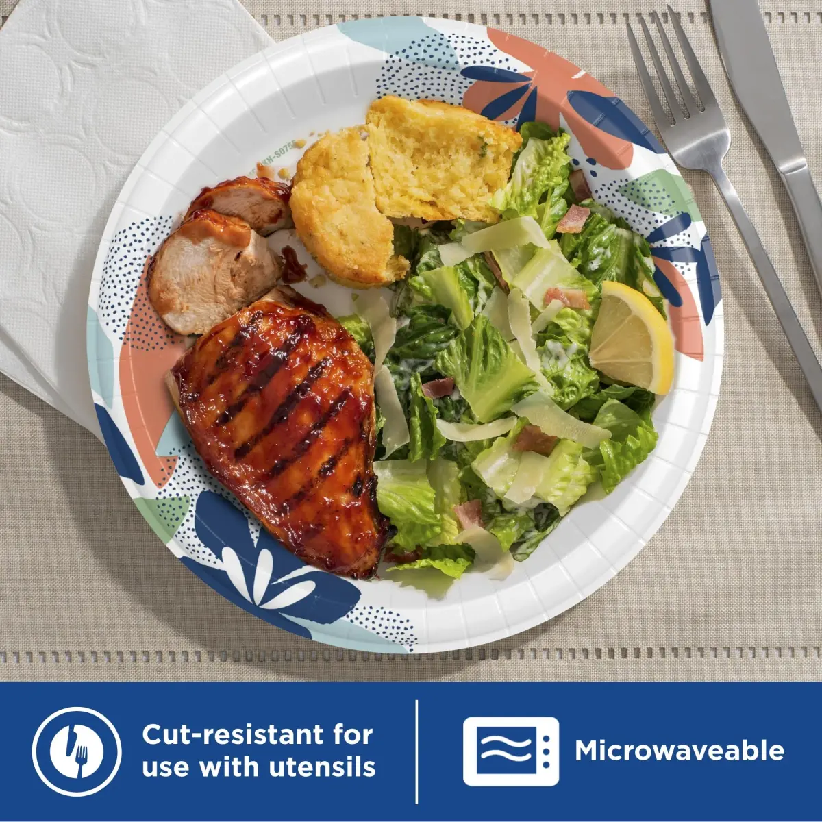 Dixie Large Paper Plates 10 Inch 86 Count | 2X Stronger Soak-Proof Cut Resistant - view 5