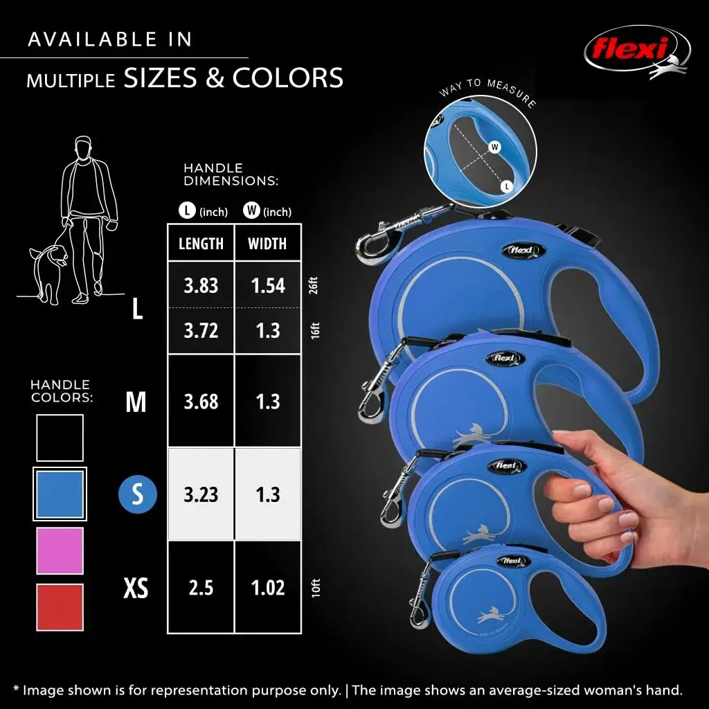 FLEXI Classic Cord Retractable Dog Leash, Small, 16 ft (4.8 m) Blue | German Engineered for Reliable Control - view 5