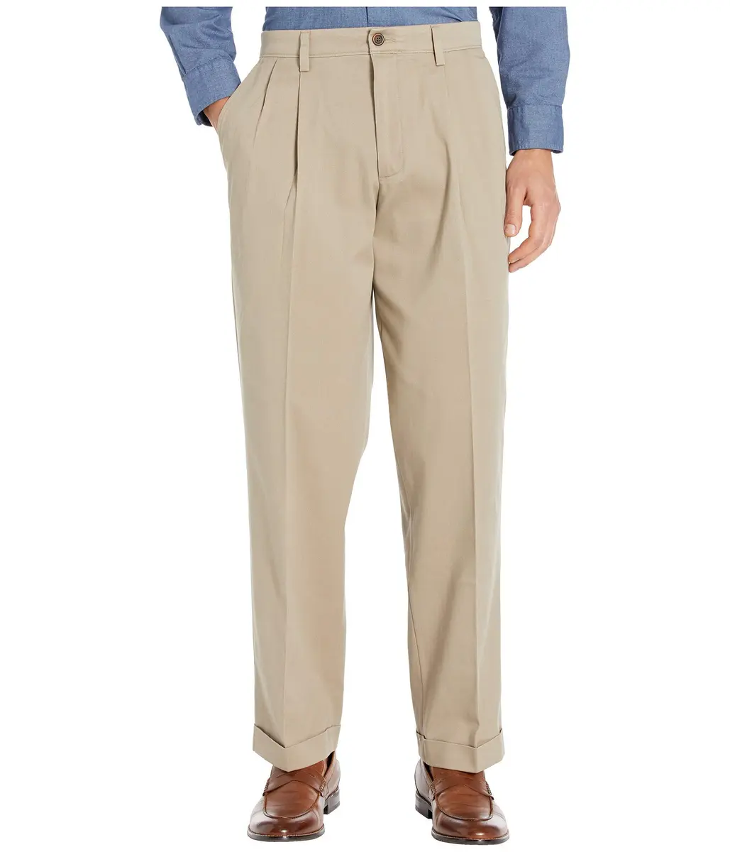 DOCKERS Men's Relaxed Fit Khaki Pants 38W x 32L | Stretch, Wrinkle-Free, Pleated - main product image