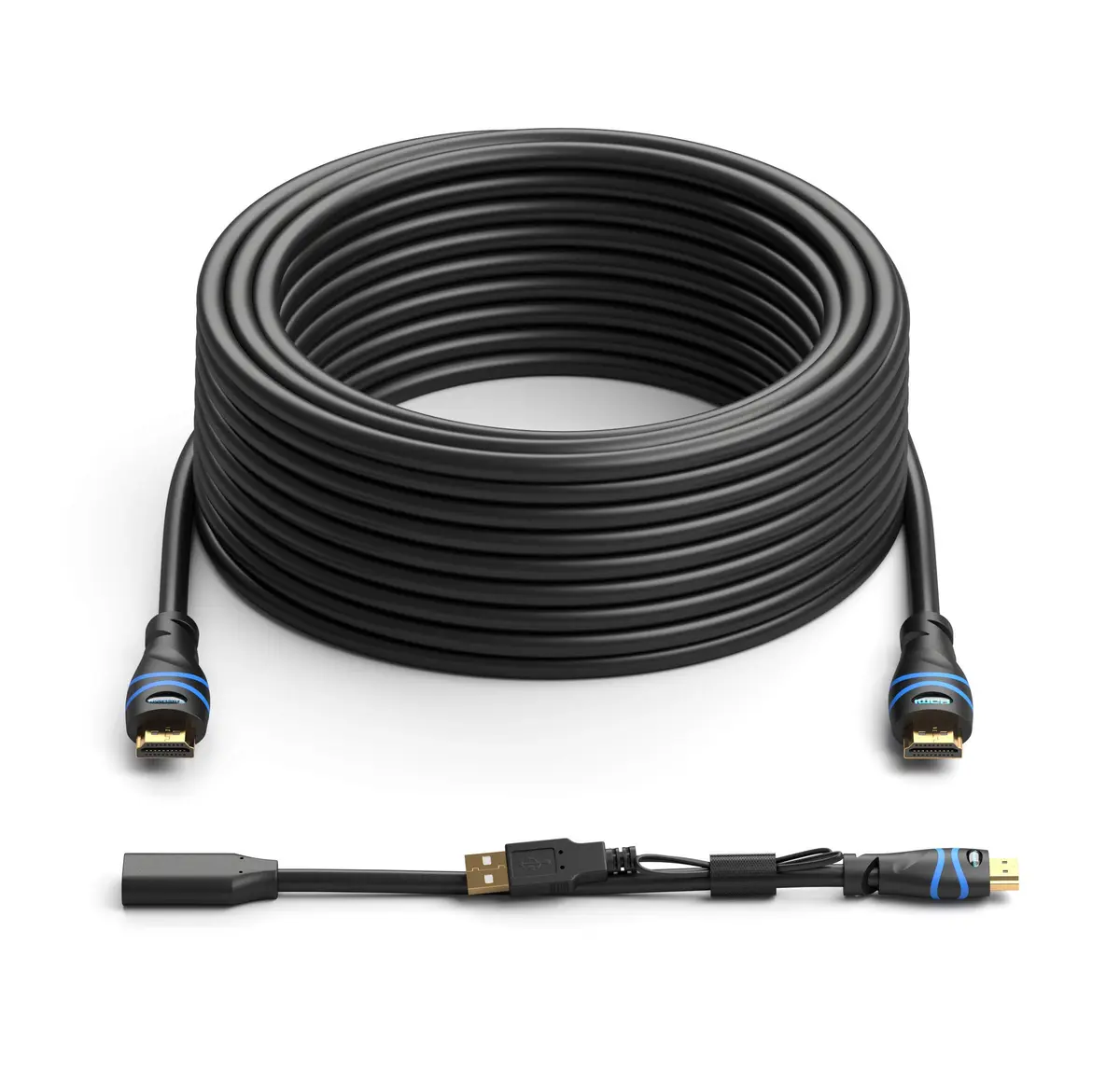 BlueRigger 75FT 4K HDMI Cable with Signal Booster | In-Wall CL3 Rated, 4K 30Hz, Compatible with Home Theatre & Gaming - main product image
