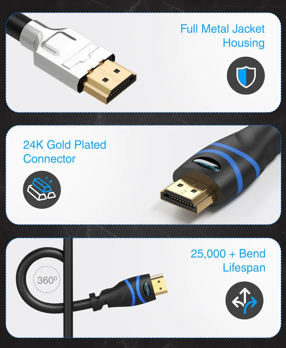BlueRigger 75FT 4K HDMI Cable with Signal Booster | In-Wall CL3 Rated, 4K 30Hz, Compatible with Home Theatre & Gaming - view 8