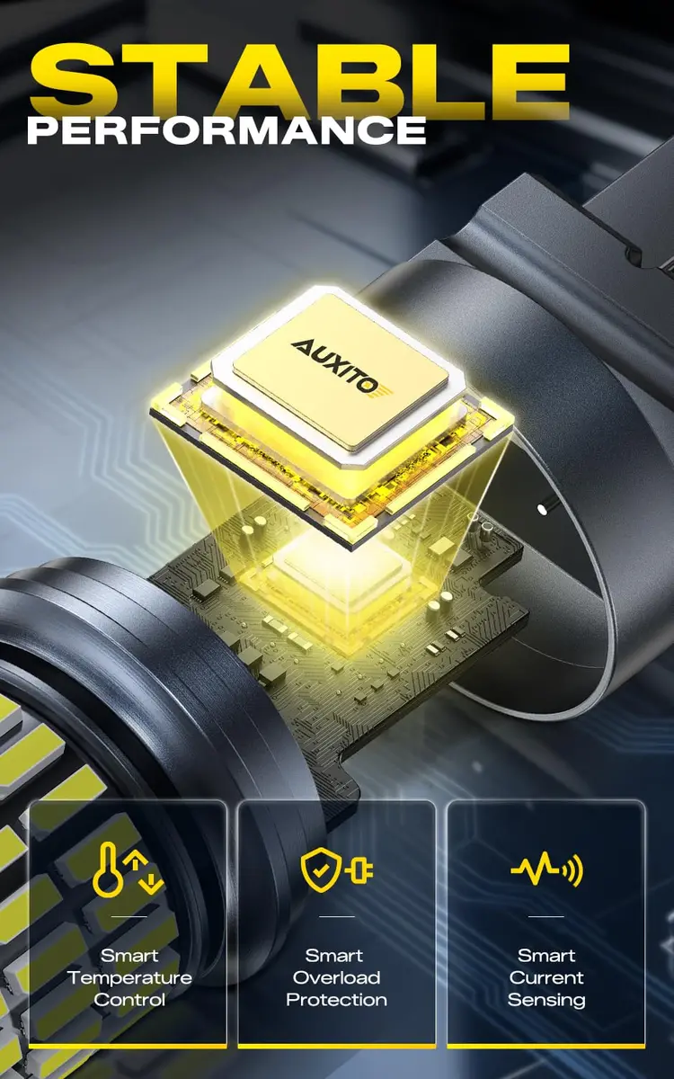 AUXITO 3157 LED Bulbs Reverse Lights 102SMD Ultra Bright 3056 3157 | 50,000+ Hour Lifespan, 360° HD Projector, 12V, Aluminum - view 7