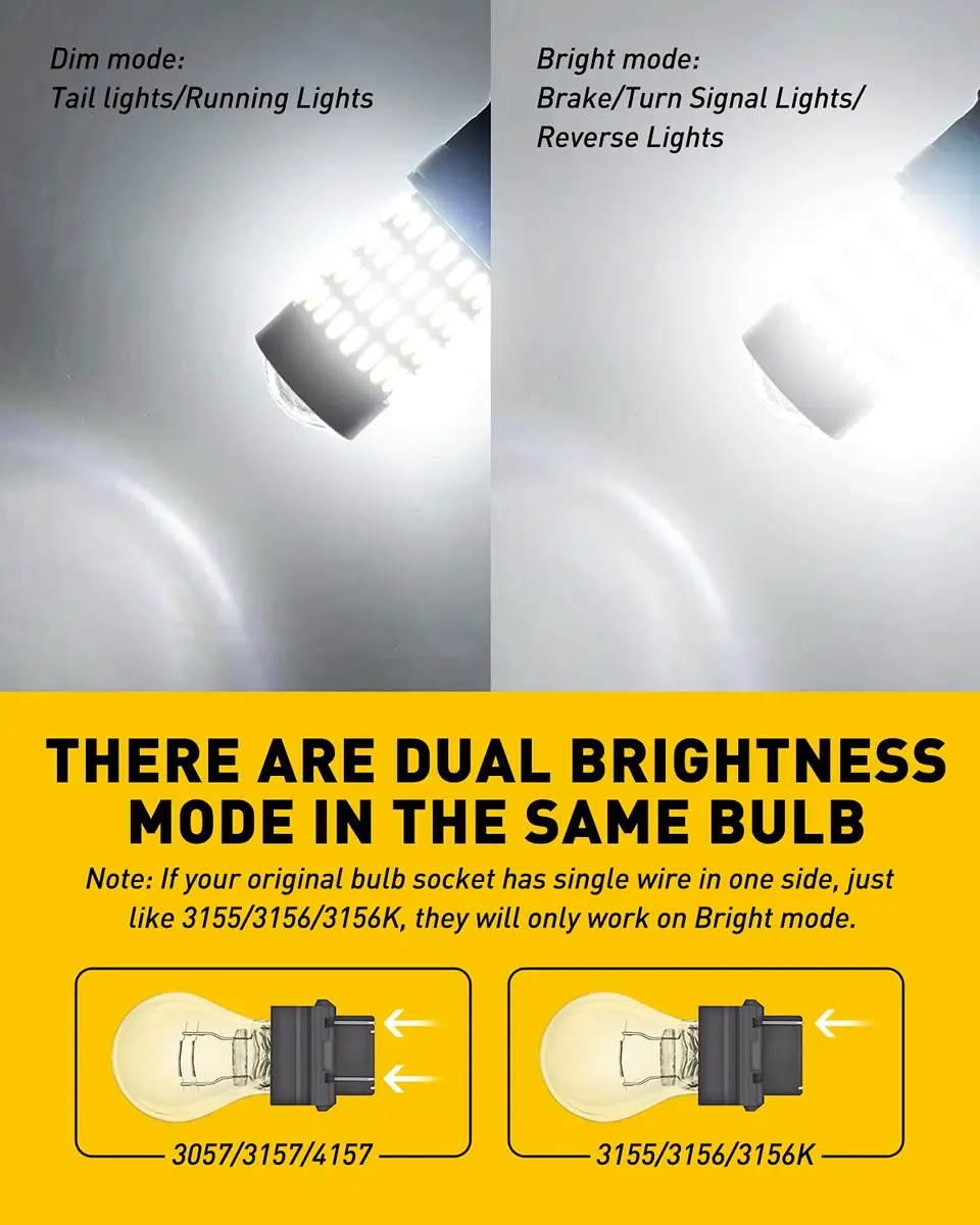 AUXITO 3157 LED Bulbs Reverse Lights 102SMD Ultra Bright 3056 3157 | 50,000+ Hour Lifespan, 360° HD Projector, 12V, Aluminum - view 8
