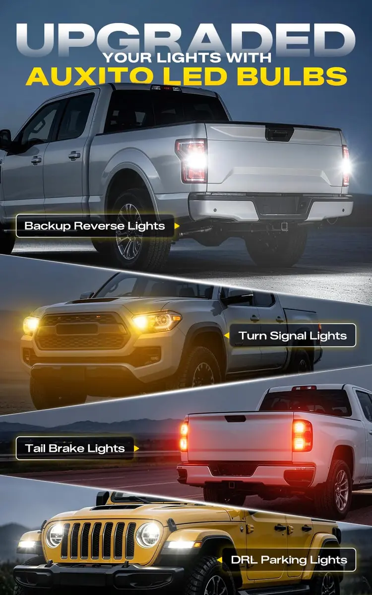AUXITO 3157 LED Bulbs Reverse Lights 102SMD Ultra Bright 3056 3157 | 50,000+ Hour Lifespan, 360° HD Projector, 12V, Aluminum - view 3