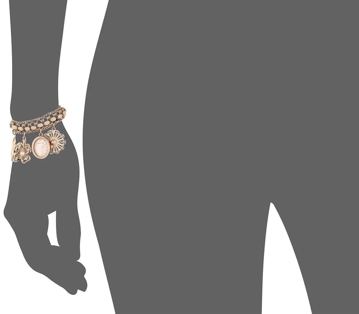 Anne Klein Women's Rose Gold Charm Bracelet Watch 18mm Case | Quartz Movement with Crystal Accents - view 5
