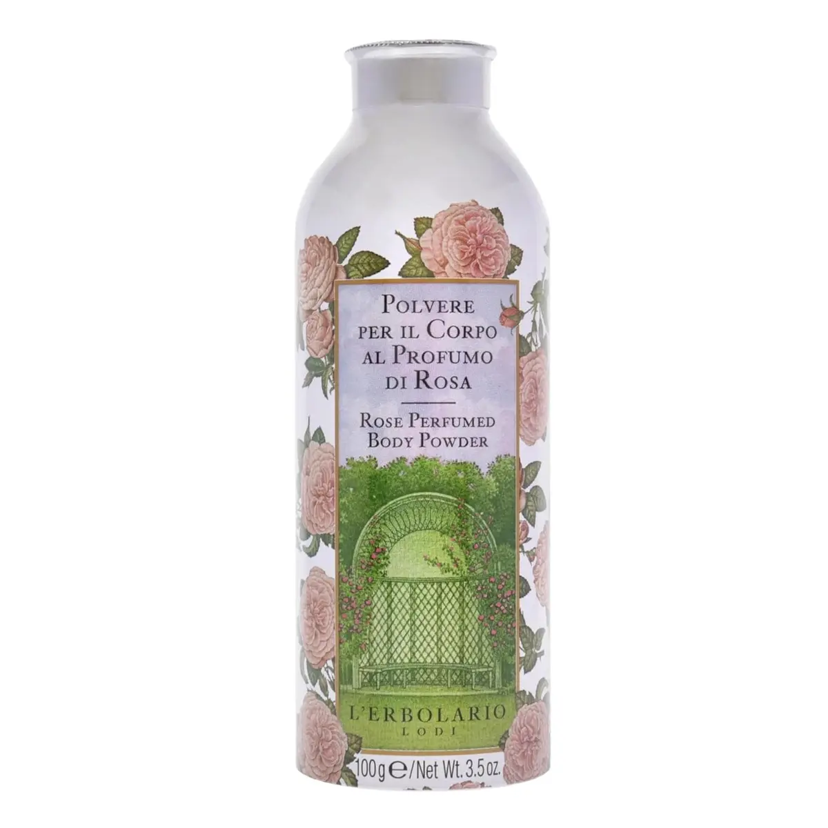 L'Erbolario Rose Perfumed Body Powder 3.5 Oz | Floral Scent, No Silicones or Parabens, Refreshing & Hydrating - main product image