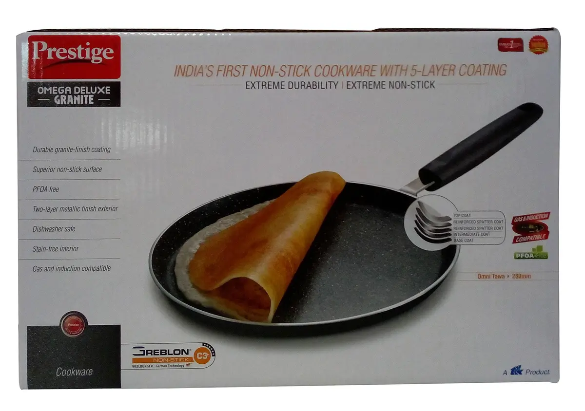 Prestige Manttra Omega Deluxe Granite Omni Dosa Tawa 280mm (11 inch) | Non-Stick Dosa Pan for Indian Kitchens - main product image