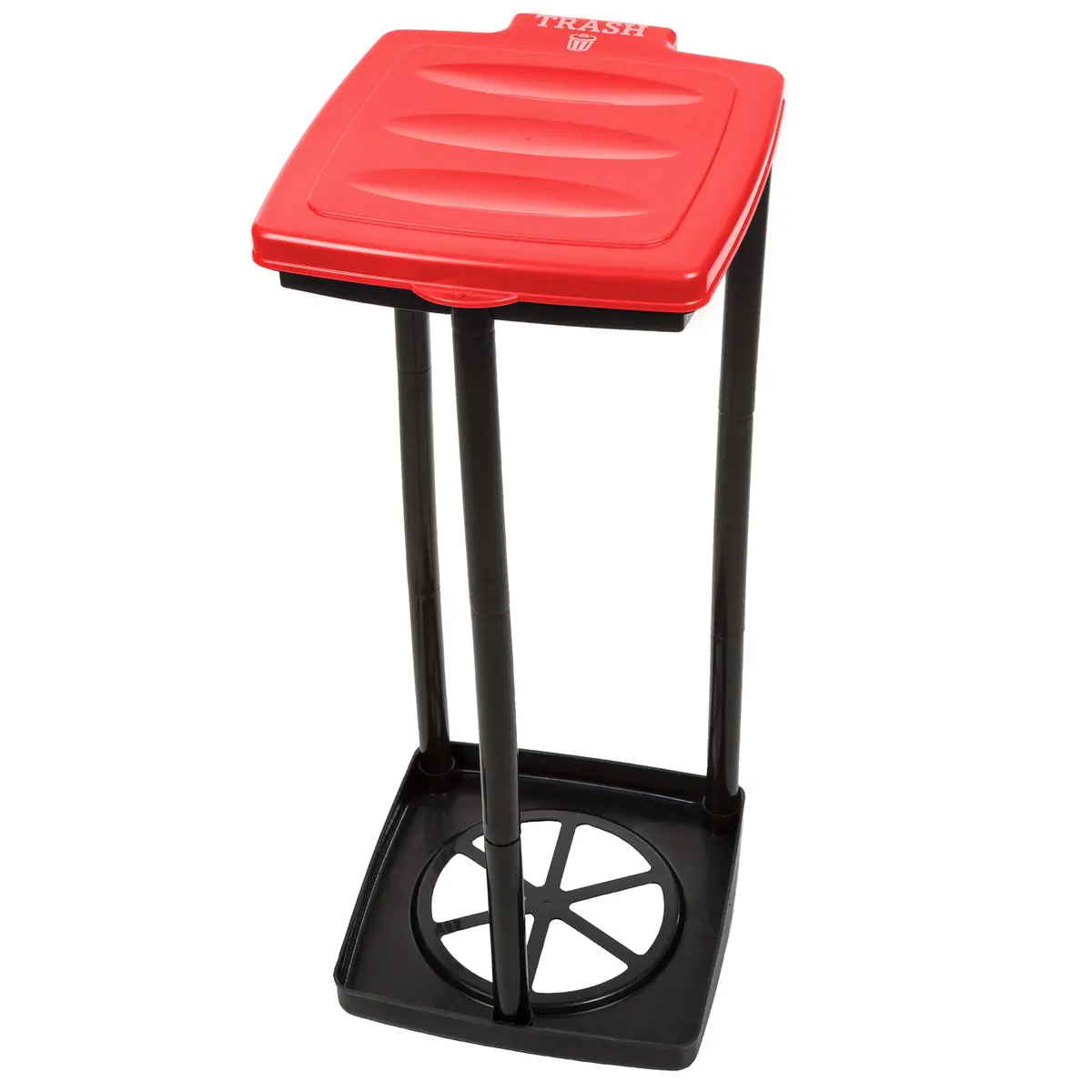 Wakeman Portable Trash Bag Holder – Collapsible 13-Gallon Indoor/Outdoor Bin | Space-Saving, Durable Plastic (Red) - main product image