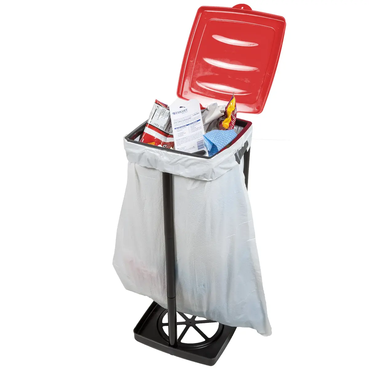 Wakeman Portable Trash Bag Holder – Collapsible 13-Gallon Indoor/Outdoor Bin | Space-Saving, Durable Plastic (Red) - view 5