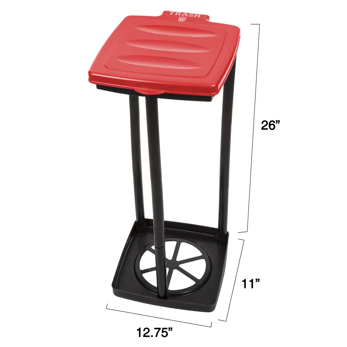 Wakeman Portable Trash Bag Holder – Collapsible 13-Gallon Indoor/Outdoor Bin | Space-Saving, Durable Plastic (Red) - view 3