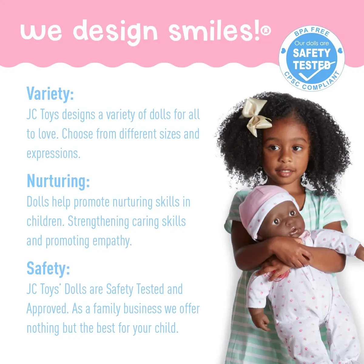 JC Toys La Baby African American 20-inch Soft Body Doll | Washable, Removable Pink Outfit & Pacifier | Ages 2+ - view 4