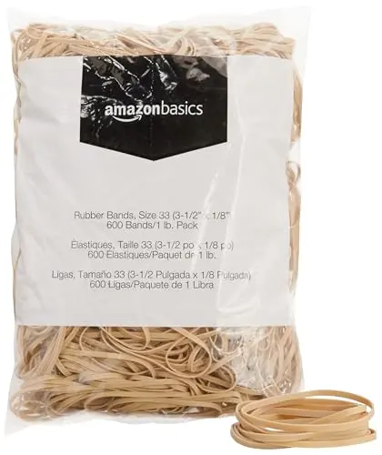 Amazon Basics Rubber Bands Size 33 (3.5 x 0.125 Inch) | 15,000 Bands Total (25 lb Pack) - main product image