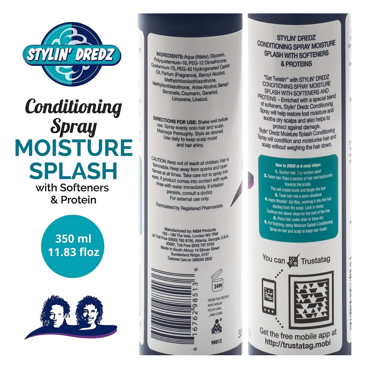Stylin Dredz Moisture Splash Conditioning Braid Spray 350 ml Pack of 2 | Moisturizes & Soothes Dry Scalps - view 2
