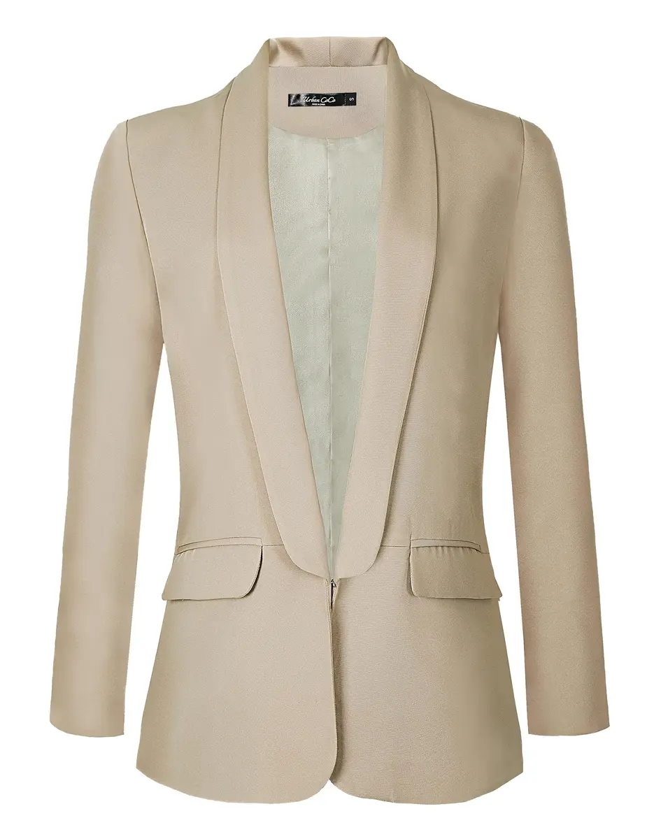 Urban CoCo Women's Office Blazer Jacket Open Front XL Khaki | Elegant Business Style - main product image