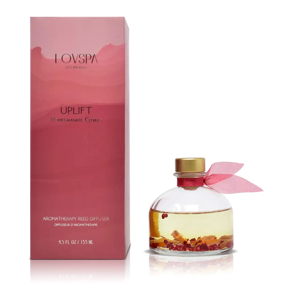 LOVSPA Reed Diffuser Set, Uplift Pomegranate Citrus Scented Oil Diffuser with Sticks, Home Fragrance Accessories for Bathroom Shelf Decor, USA Made - view 5