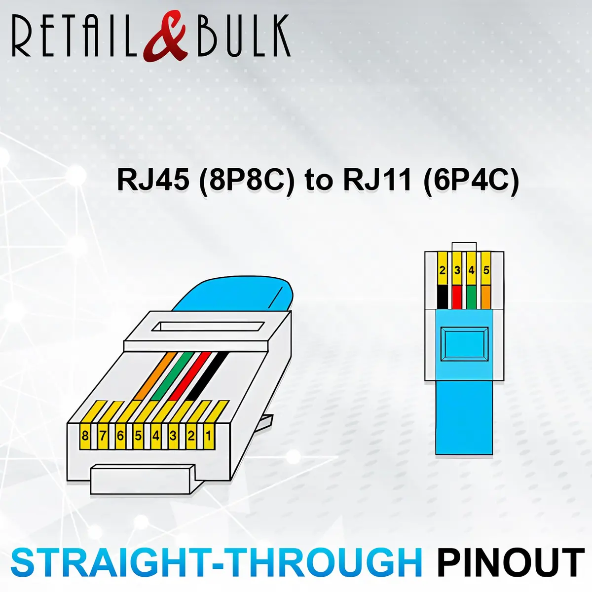 RetailAndBulk 3 ft RJ11 to RJ45 Telephone Cable (2-Pack, Black) | Connect Analog Phones via Ethernet Jacks - view 5
