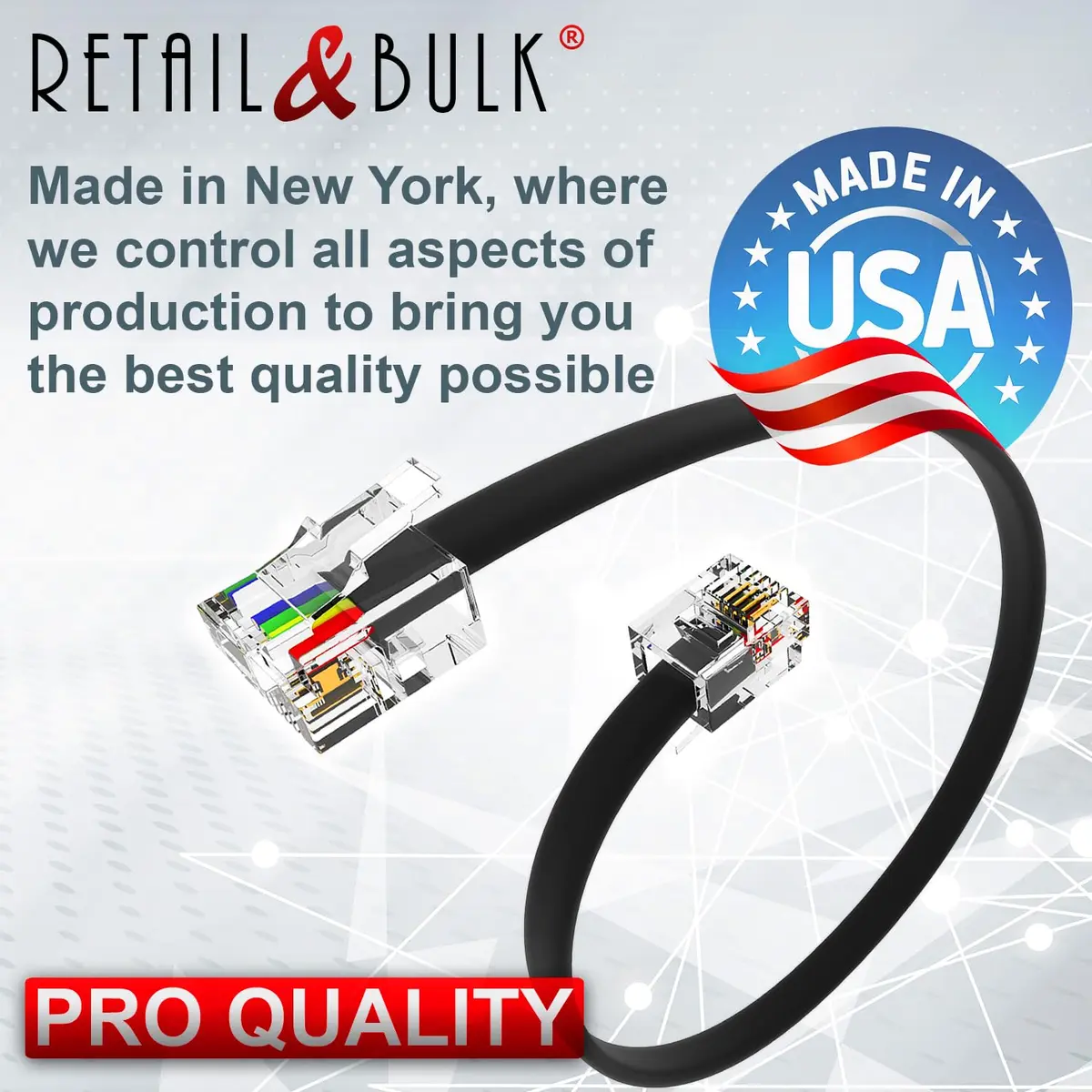 RetailAndBulk 3 ft RJ11 to RJ45 Telephone Cable (2-Pack, Black) | Connect Analog Phones via Ethernet Jacks - view 6