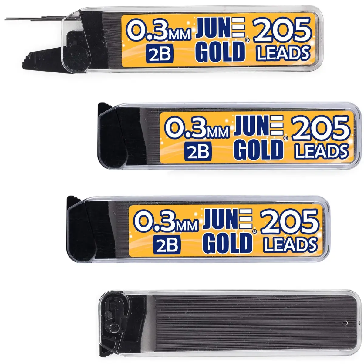 June Gold 0.3 mm 2B Graphite Lead Refills - Smooth, Break-Resistant Writing - main product image