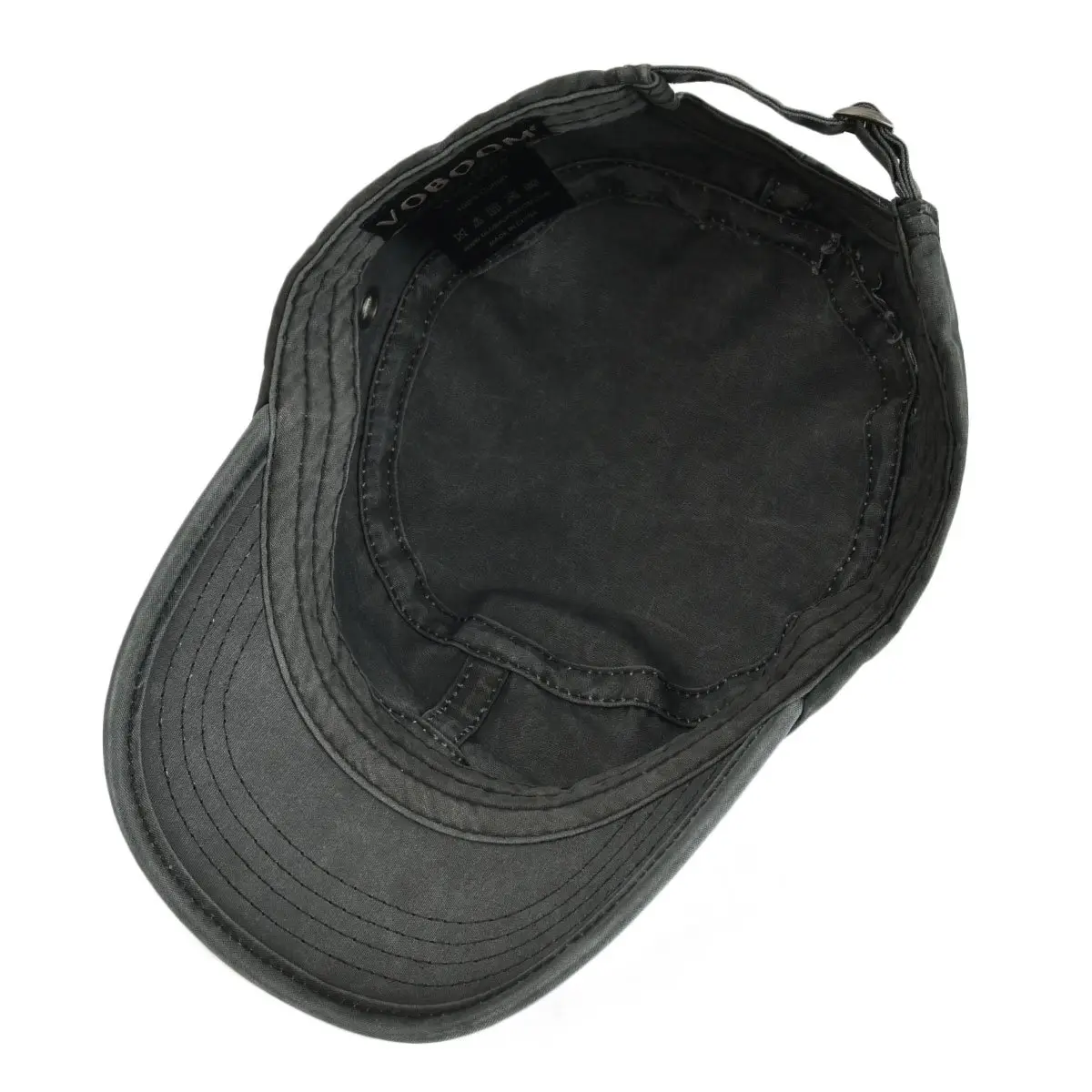 VOBOOM Men Washed Cotton Cadet Army Cap Vintage Flat Hat (Black) | Adjustable Summer & Spring Style - view 5