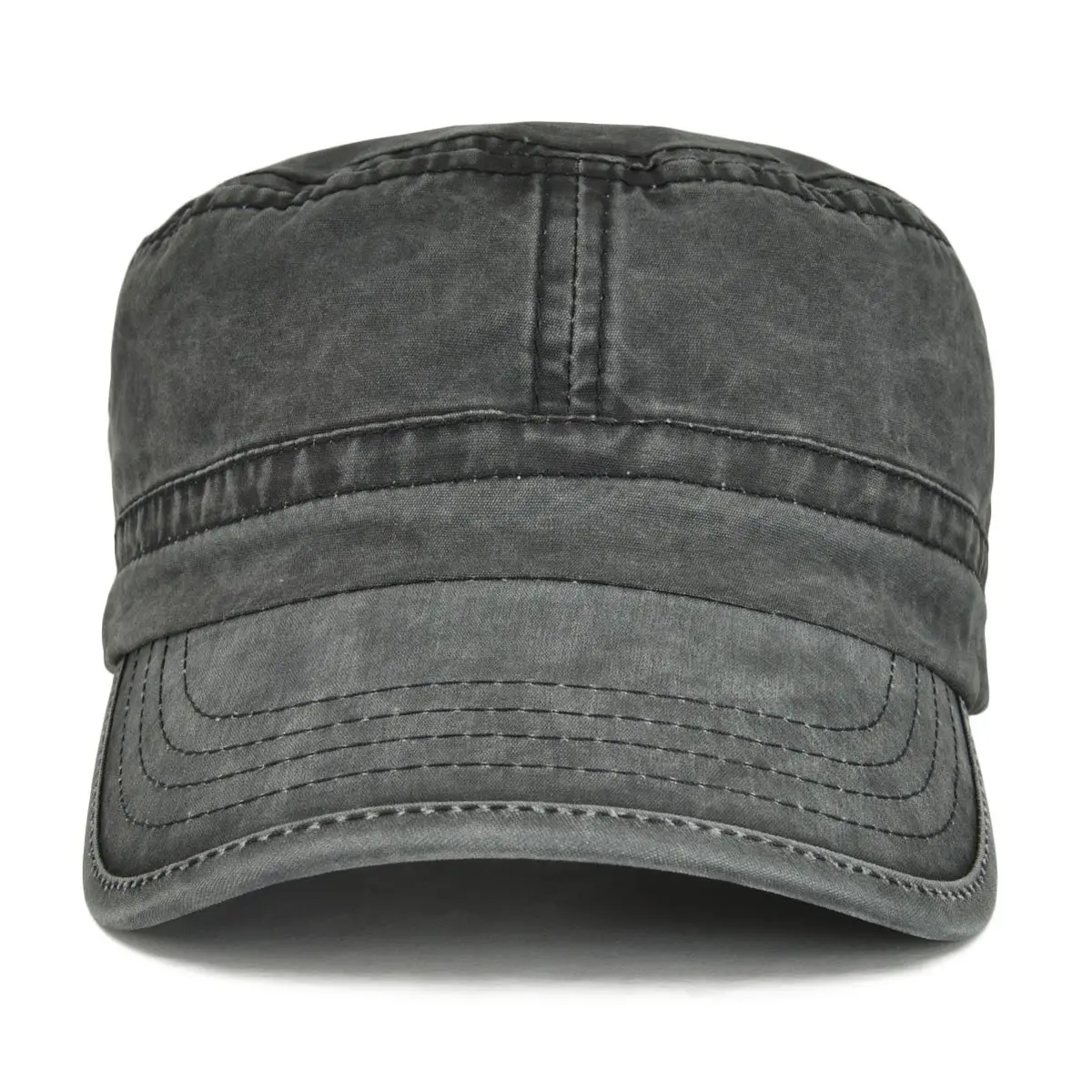 VOBOOM Men Washed Cotton Cadet Army Cap Vintage Flat Hat (Black) | Adjustable Summer & Spring Style - view 3