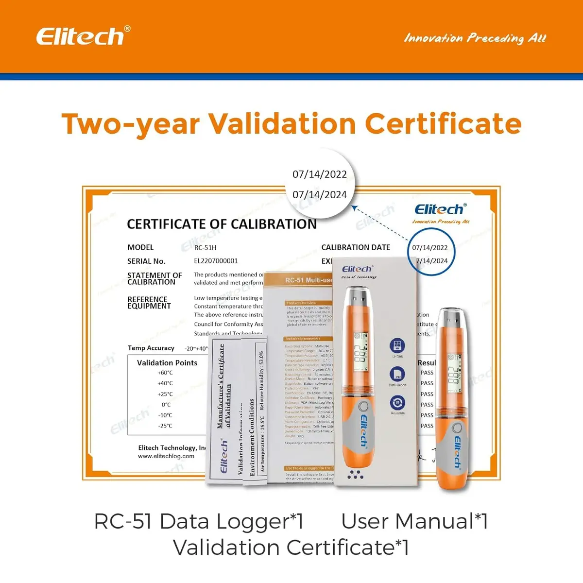 Elitech RC-51H USB Temperature & Humidity Data Logger | Reusable Digital Recorder for Medical & Food Use, 32000 Points, High Accuracy - view 8