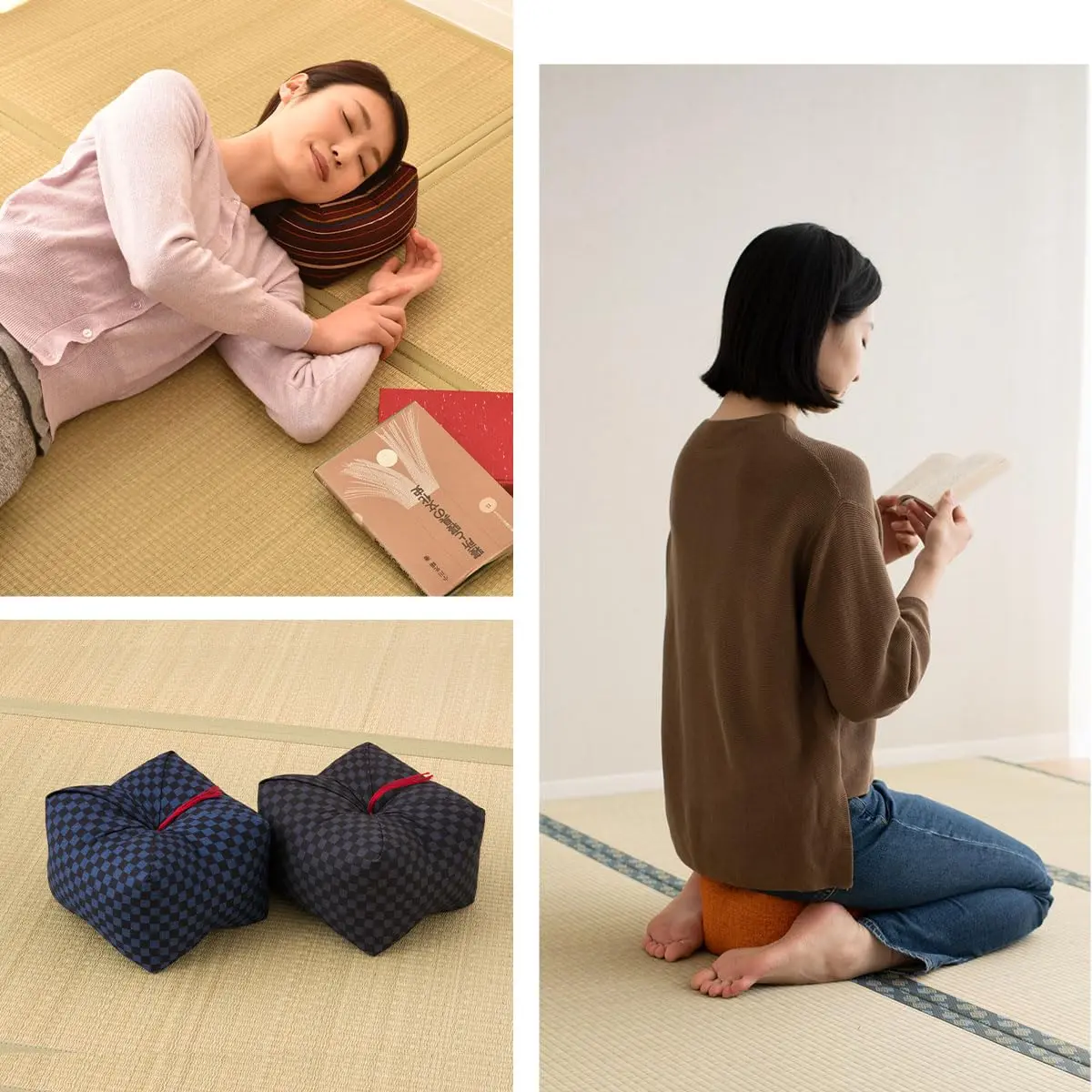 EMOOR Japanese Buckwheat Hulls Seiza Cushion Large 26cm x 26cm x 19in | Traditional Japanese Floor Pillow - view 7