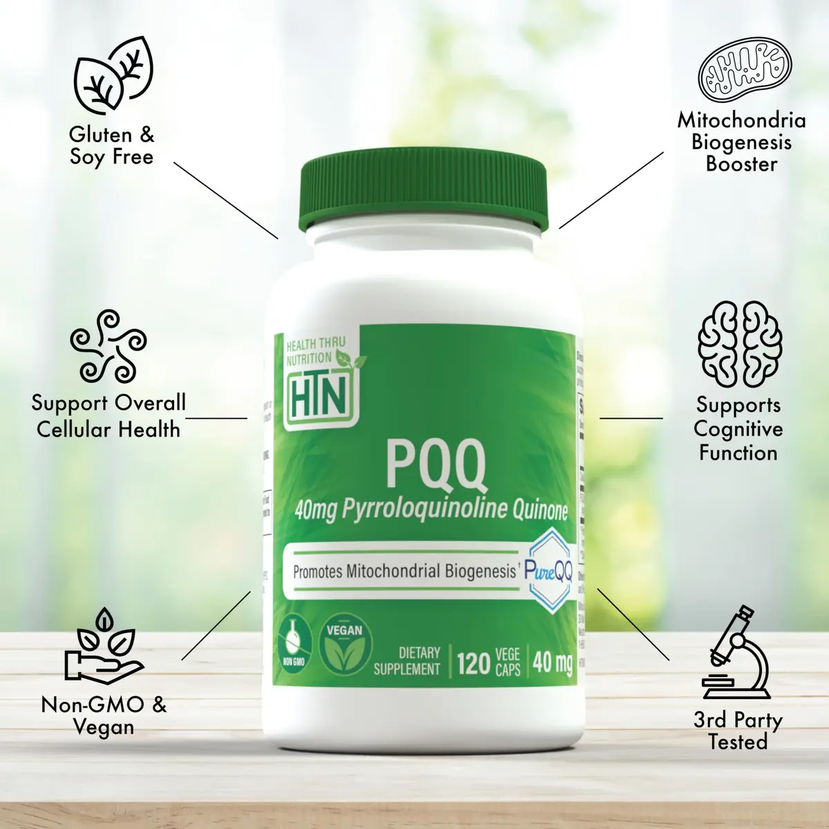 Health Thru Nutrition PQQ 40mg Pyrroloquinoline Quinone 120 Servings | Supports Mitochondrial Biogenesis - view 4