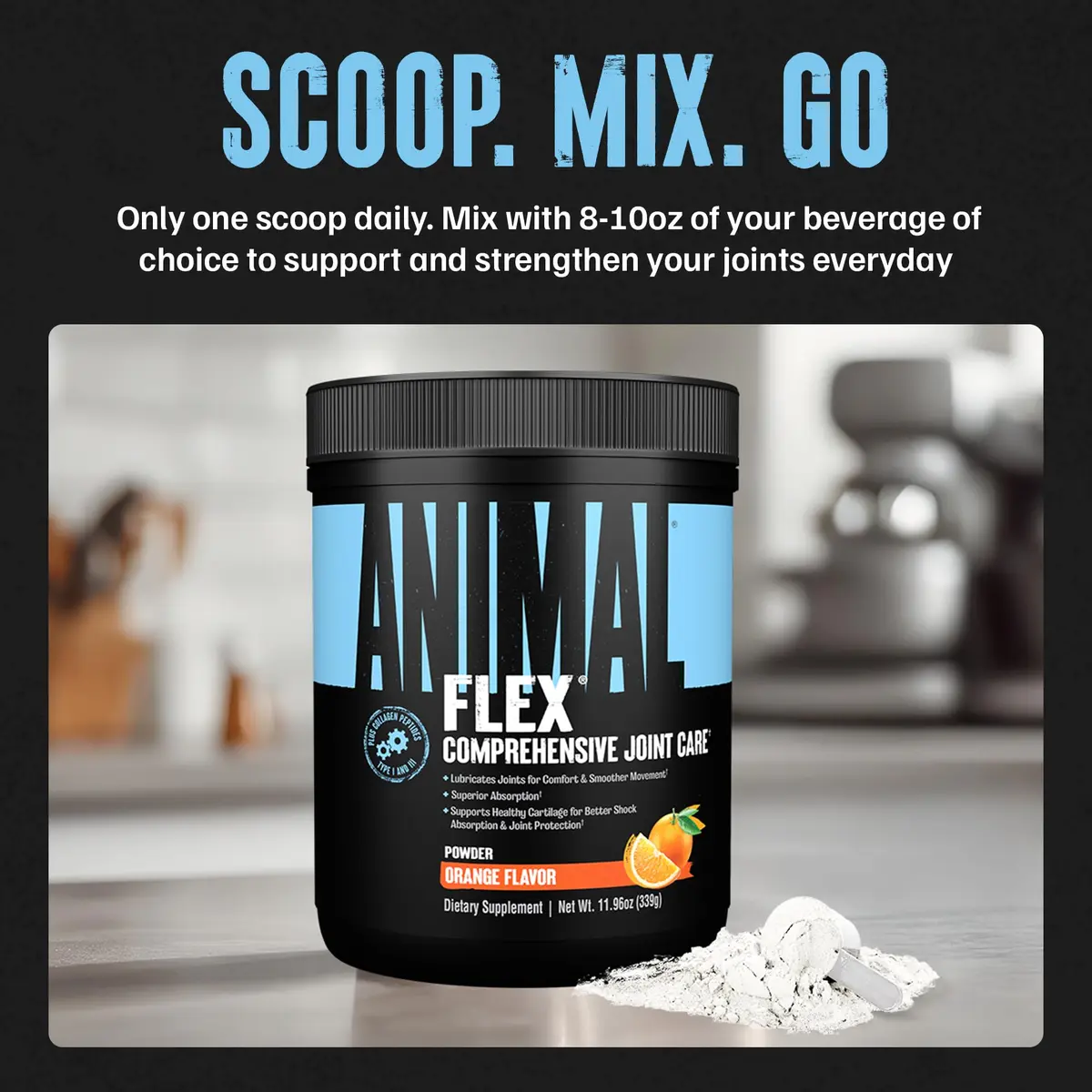 Animal Flex Joint Support Supplement Powder Orange 30 Servings | Glucosamine & Chondroitin for Joint Health - view 4