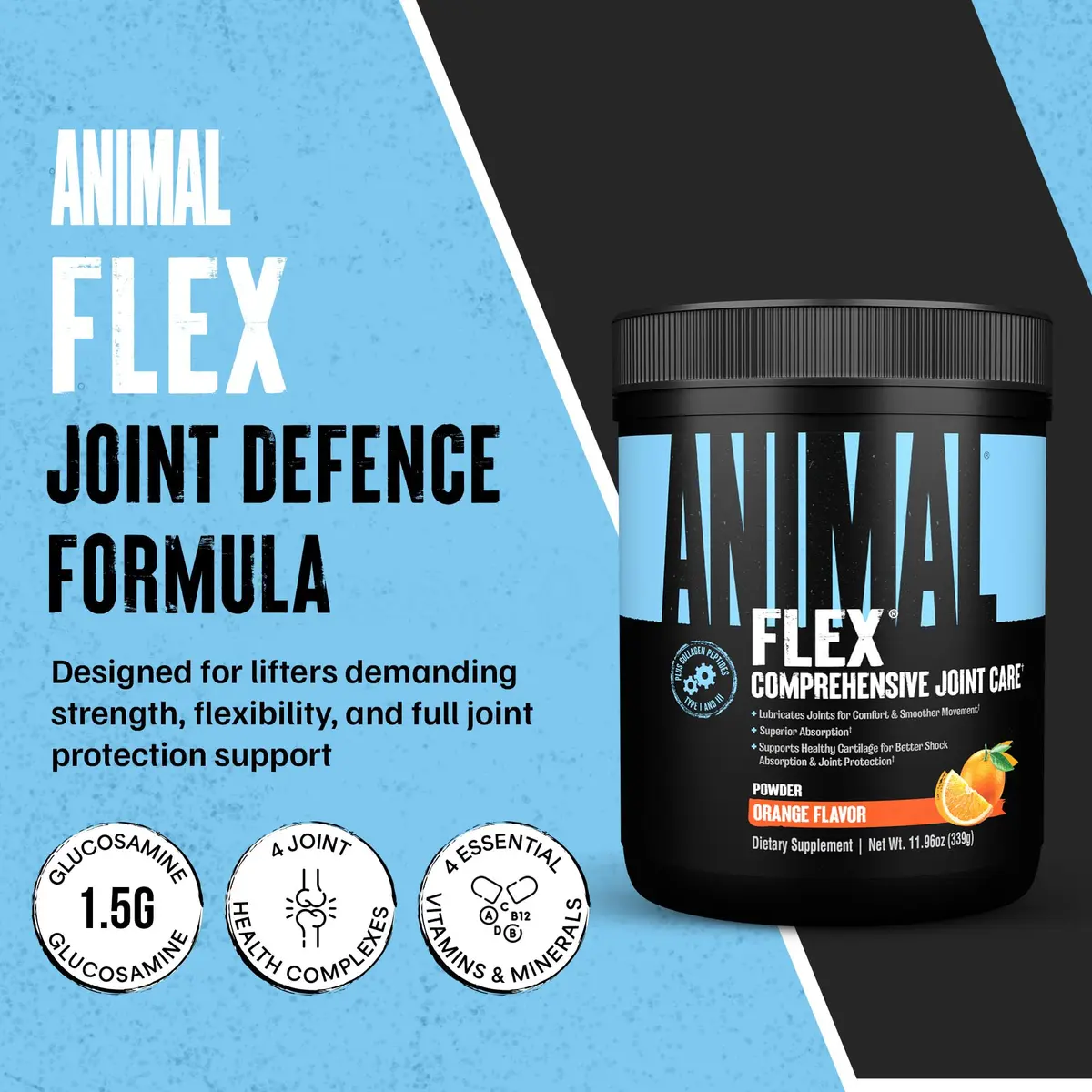 Animal Flex Joint Support Supplement Powder Orange 30 Servings | Glucosamine & Chondroitin for Joint Health - view 2