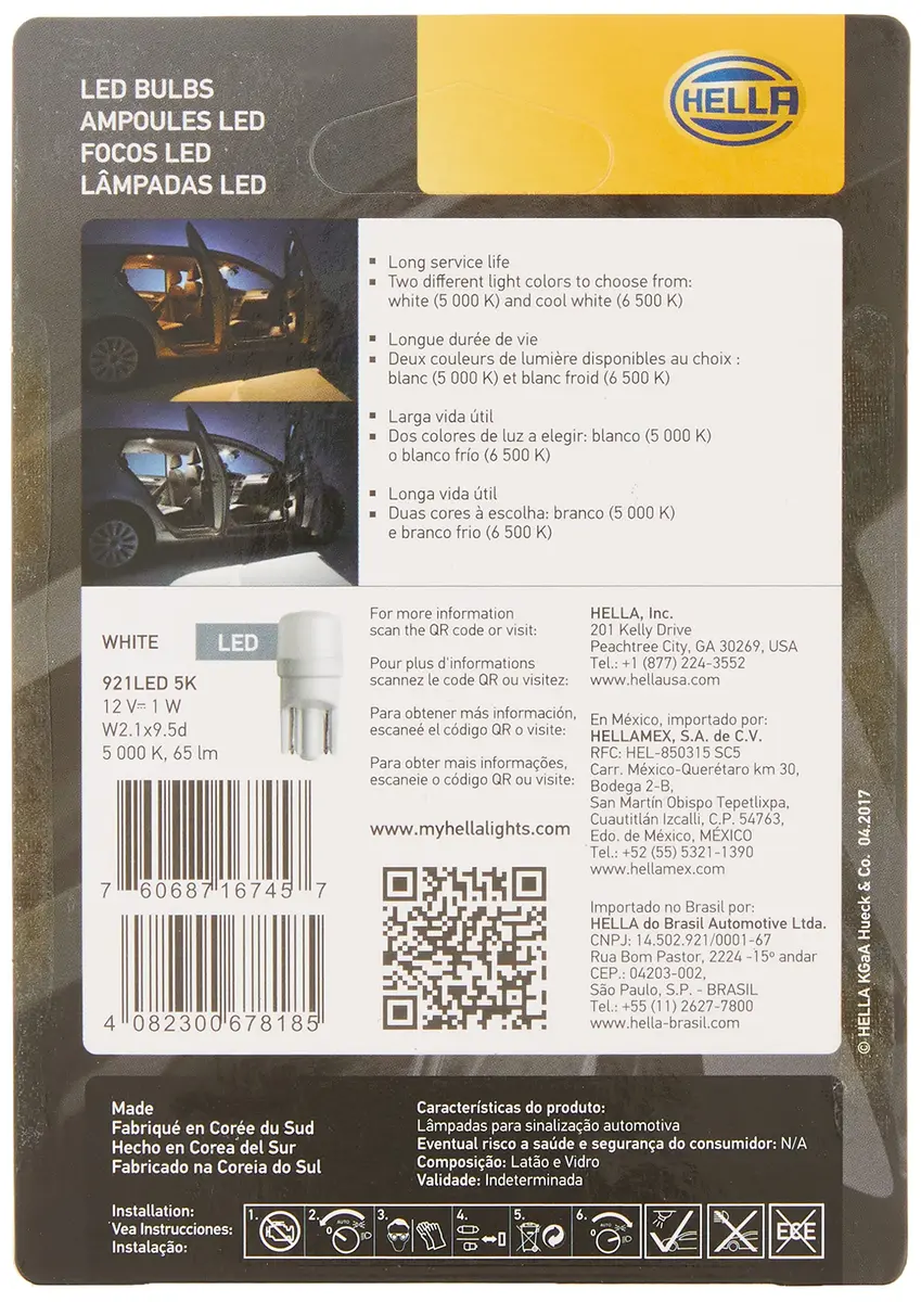 Hella 921LED 5K LED Performance Bulbs | 12V, 1W, 2 Pack, Cool White & Warm White - view 2