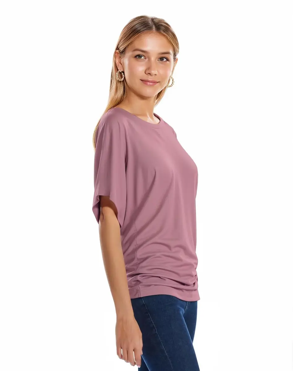 Hybrid & Company Womens Boat Neck Dolman Pink Top Shirt KT44130 ROSE XL | Casual & Comfortable Fit - view 5