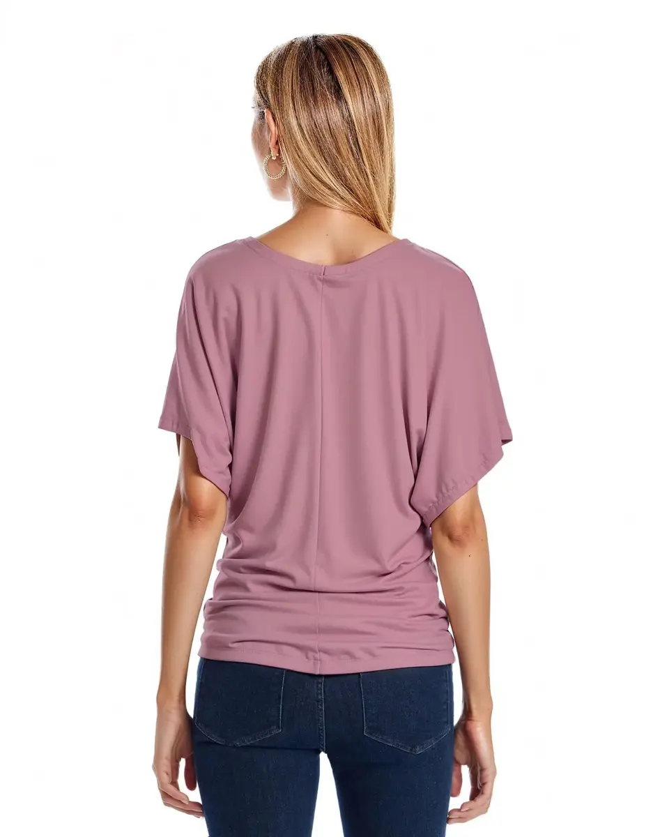 Hybrid & Company Womens Boat Neck Dolman Pink Top Shirt KT44130 ROSE XL | Casual & Comfortable Fit - view 6
