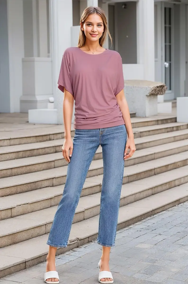 Hybrid & Company Womens Boat Neck Dolman Pink Top Shirt KT44130 ROSE XL | Casual & Comfortable Fit - view 3