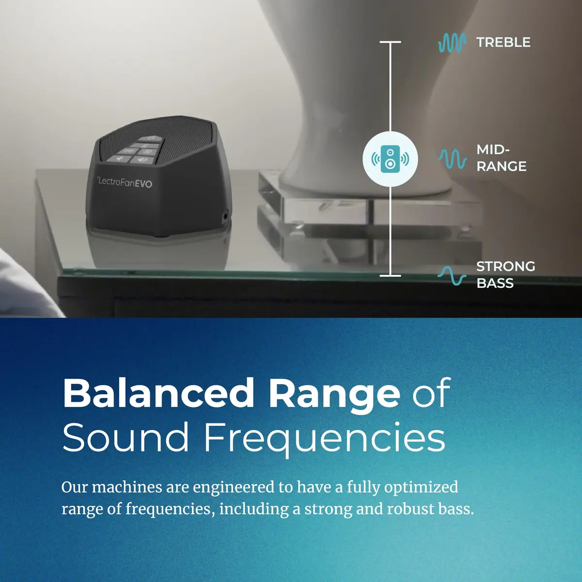 LectroFan EVO Sound Machine Charcoal | 22 Non-Looping Sounds, 120cm (4ft) AC Power Cord - view 5