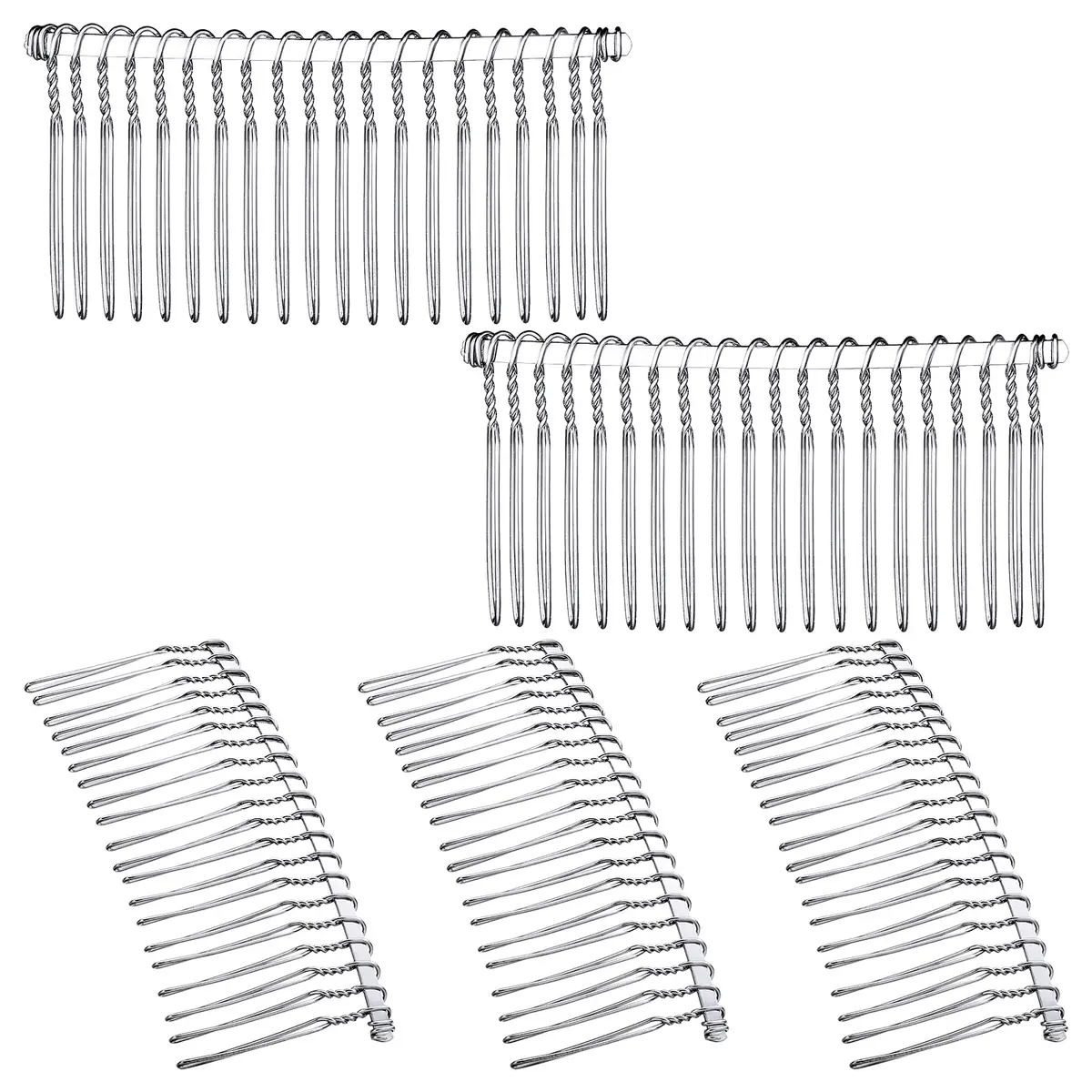 Hicarer Metal Hair Comb for Veil, 5 Pcs, White | 20 Teeth, Rust-Resistant, Secure Hold - main product image