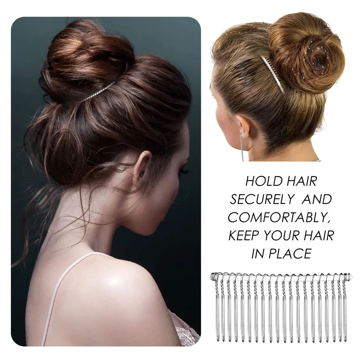 Hicarer Metal Hair Comb for Veil, 5 Pcs, White | 20 Teeth, Rust-Resistant, Secure Hold - view 3