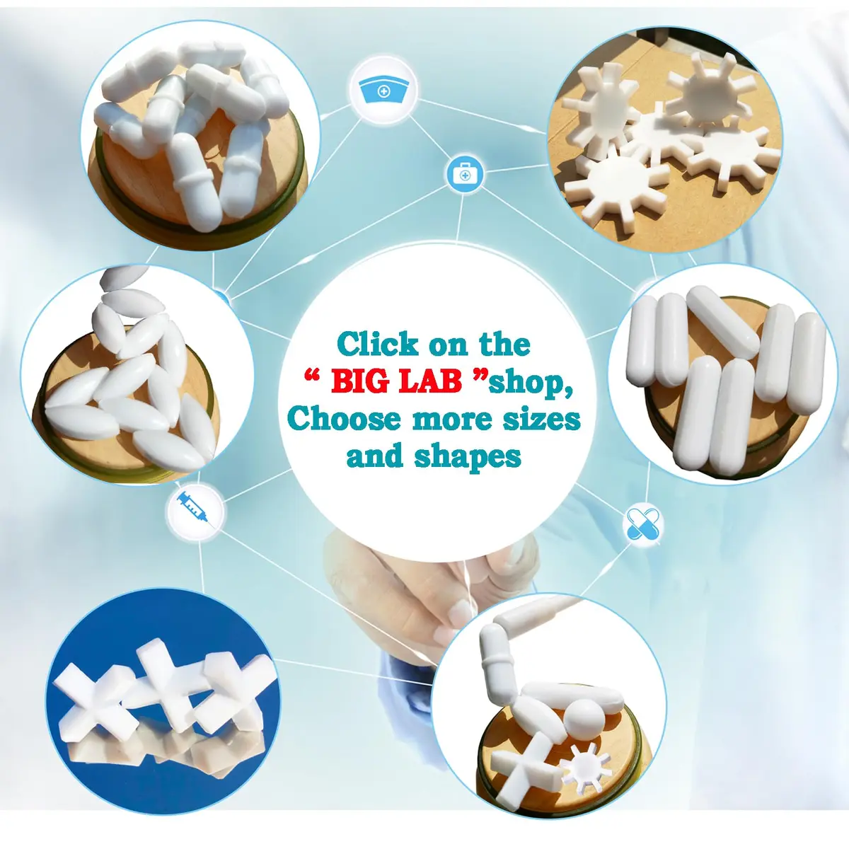 BBTCTY Magnetic Stirrer Stir Bar PTFE 7mm x 25mm | Inert, High Temp Resistance, 10PCS - view 6