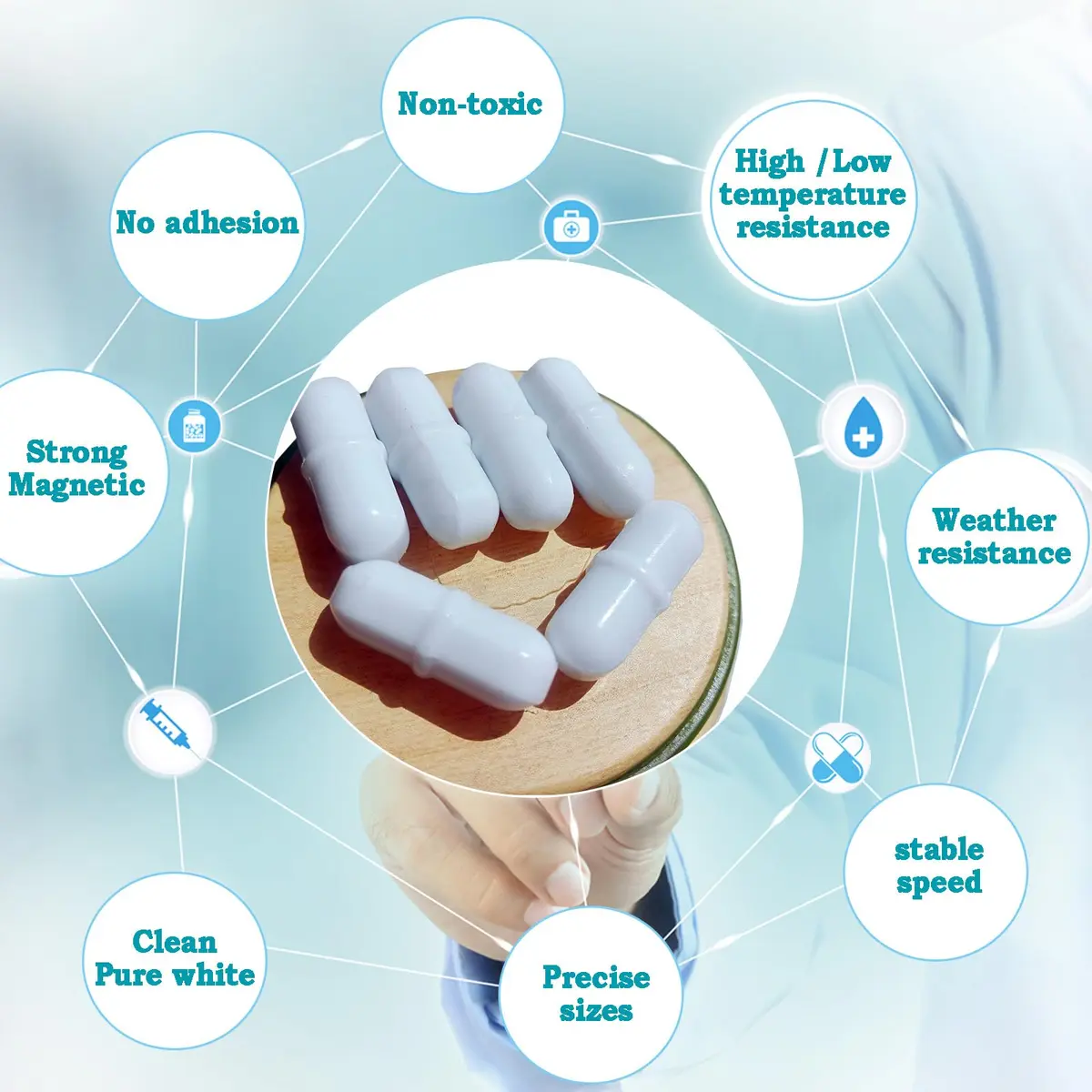 BBTCTY Magnetic Stirrer Stir Bar PTFE 7mm x 25mm | Inert, High Temp Resistance, 10PCS - view 3