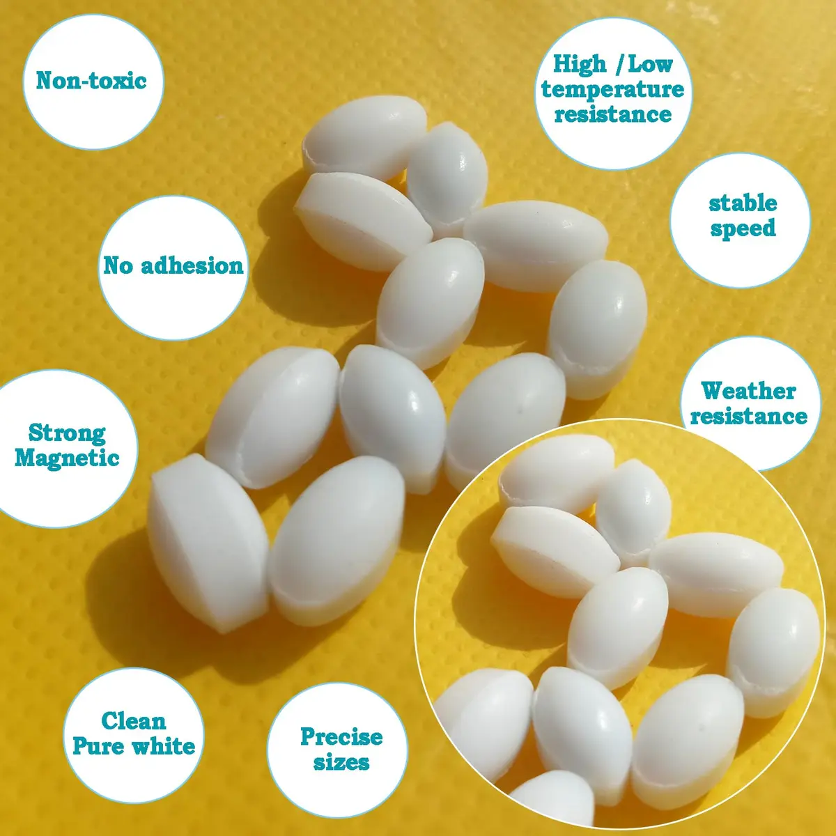 BBTCTY Magnetic Stirrer Stir Bar PTFE Olive Shape 6mmx10mm | Inert, Corrosion-Resistant, 10pcs - view 5