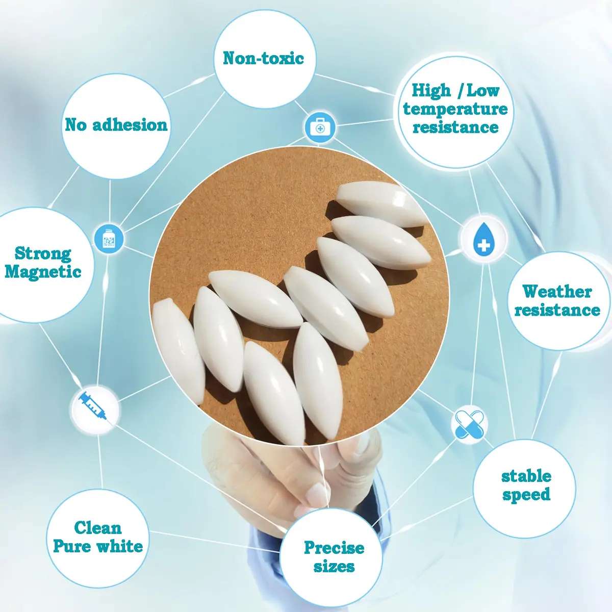 BBTCTY Magnetic Stirrer Stir Bar PTFE 10x25mm Olive Shape 10pcs | Chemical-Resistant, High-Temp, No Adhesion - view 5