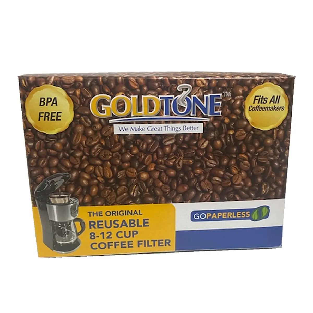 GoldTone Reusable 8-12 Cup Basket Coffee Filter in Gold/Black | BPA Free, Washable & Reusable (8-12 Cup) - view 2