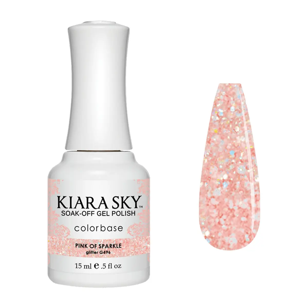 Kiara Sky Gel Polish, Pinking Of Sparkle, 15g | Long-lasting glitter gel for nails - main product image