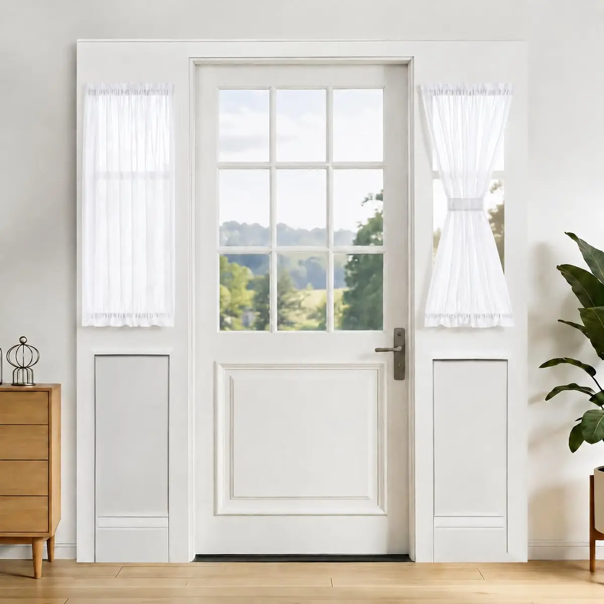 Aquazolax Sheer Door Curtains Light Filtering 25" x 40" | Elegant Privacy Sheer Voile Panel - main product image