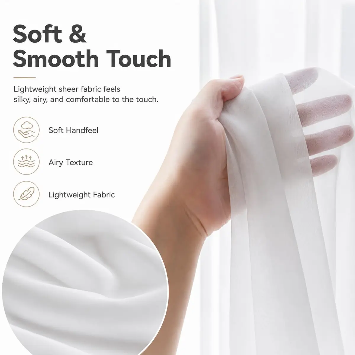 Aquazolax Sheer Door Curtains Light Filtering 25" x 40" | Elegant Privacy Sheer Voile Panel - view 4