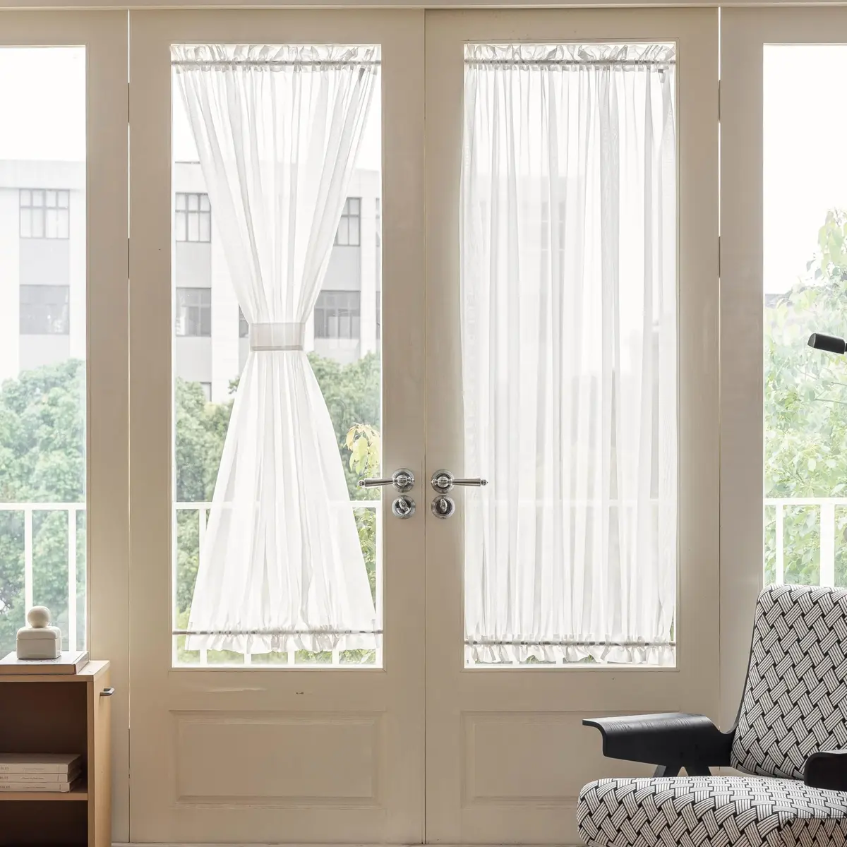 Aquazolax French Door Sheer Curtains Set of 2 | Light Filtering, Elegant & Durable (54x72 Inch) - main product image