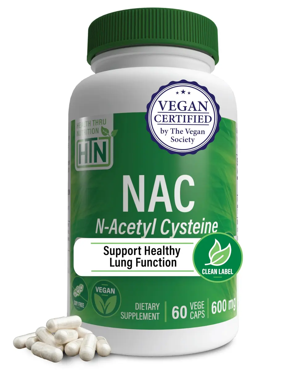 Health Thru Nutrition NAC N-Acetyl-Cysteine 600mg | Vegan, Gluten & Soy Free, 60 Capsules - main product image