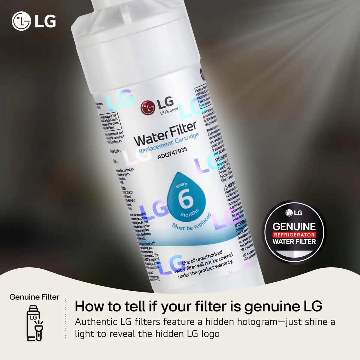LG LT1000P Water Filter 6-Month / 200 Gallon Capacity | NSF Certified Replacement for LG Refrigerators - view 5