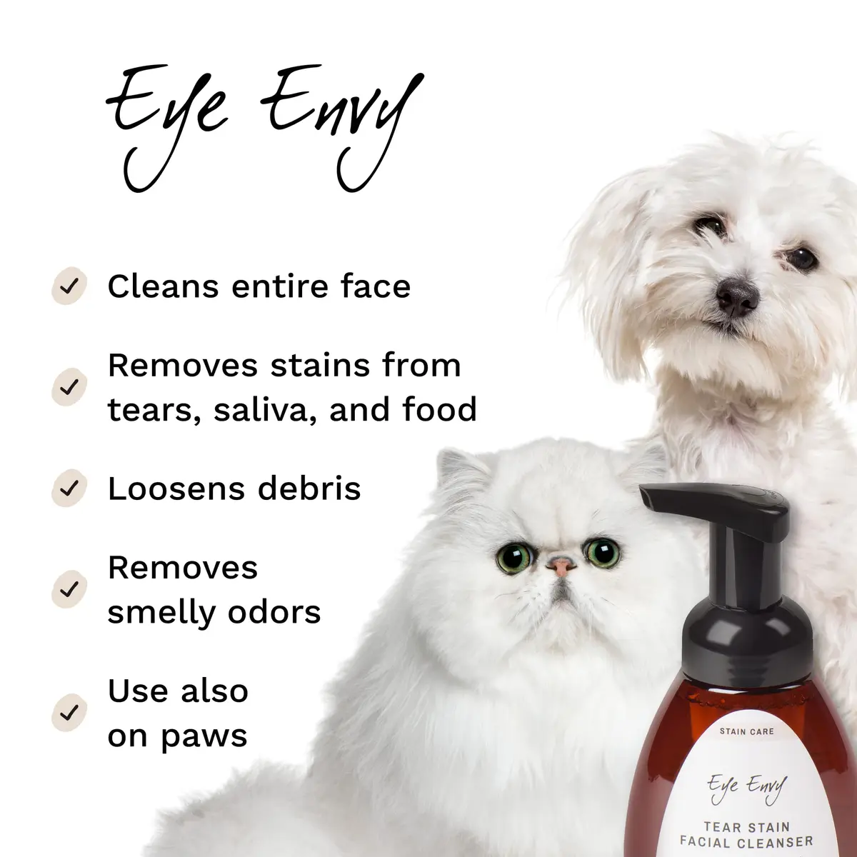 Eye Envy Tear Stain Facial Cleanser for Dogs & Cats 250ml (8.45 fl. oz.) | Gentle Foaming Formula for Eye Debris & Stains - view 2