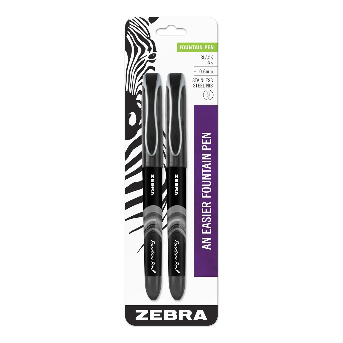 Zebra Pen Fountain Pen 2-Pack, Black Ink, 0.6mm Fine Point | Smooth Flow for Daily Writing - main product image