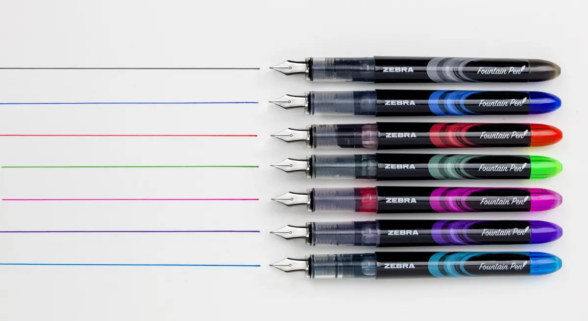Zebra Pen Fountain Pen 7-Pack, 0.6mm Fine Point, Assorted Colors | Smooth Ink Flow for Journaling & Notes - view 5